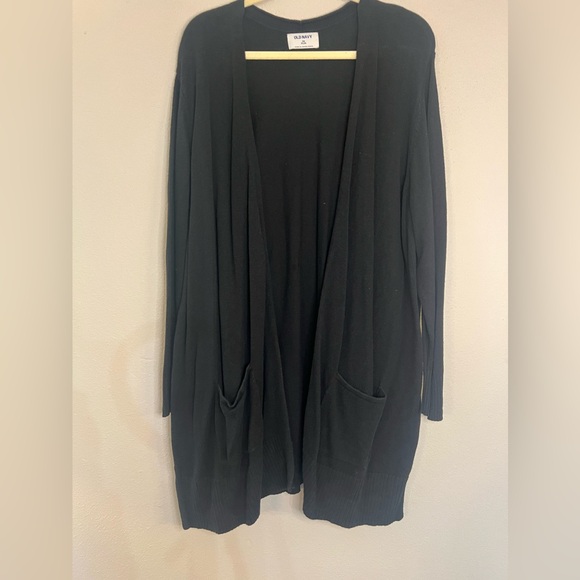 3X Plus Old Navy Black Long Cardigan with Front Pockets - Picture 1 of 2